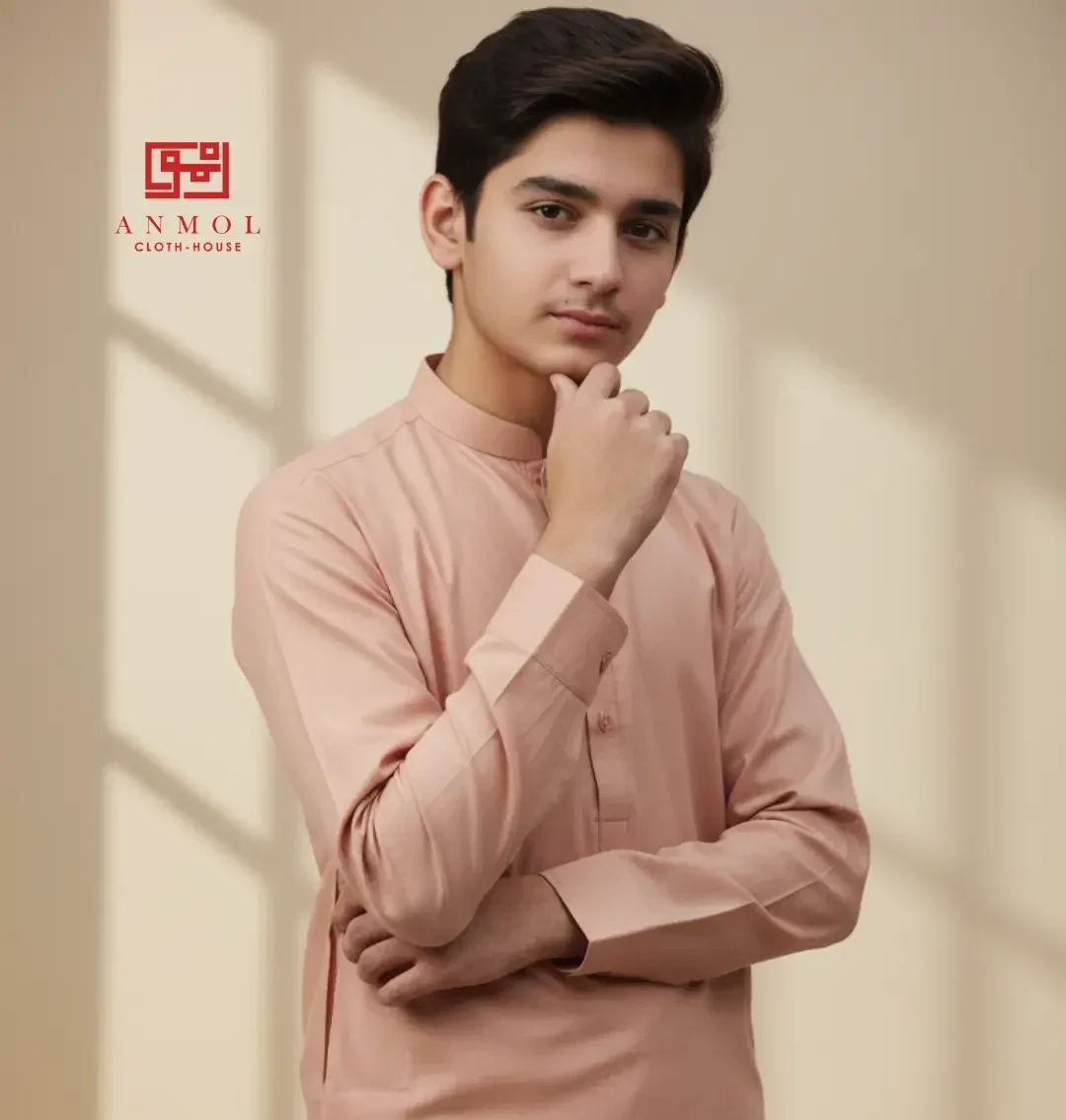 Pasha Silver Storm Latha – Pale Peach Gents Wear