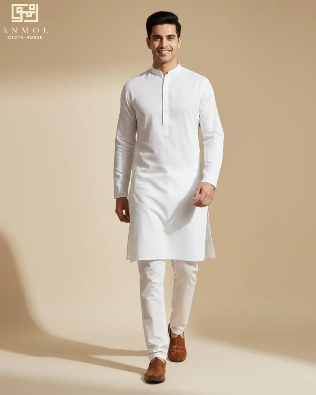 Zain Jee Men's Pure White Cotton - Silver Collection - Image 2