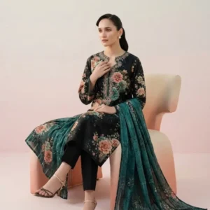 PASHA Black Berry Collection – Premium Printed Lawn 3 Pc Suit