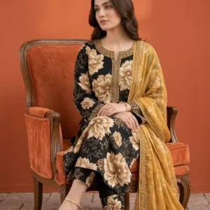 PASHA Black Berry Collection - Elegant Digital Printed 3 Pc Lawn