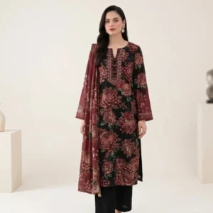 Top Notch Floral Printed Lawn By PASHA - Black Berry Collection