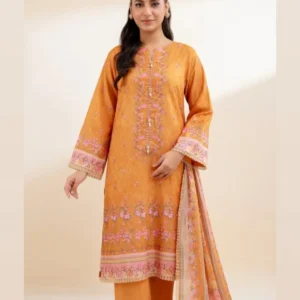 ZELLBURY Elegant Digital Printed 3 Pc Lawn Suit - (Mustard Shade)