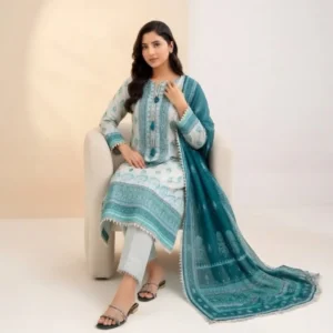 ZELLBURY Elegant Floral Digital Printed 3 Piece Lawn Suit