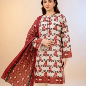 Elegant Floral Digital Printed 3 Piece Lawn Suit By Zellbury