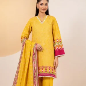 ZELLBURY Elegant Printed 3 Pc Lawn Suit - (Yellow Shade)