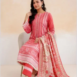ZELLBURY Elegant Digital Printed 3 Pc Lawn Suit - (Pink Shade)