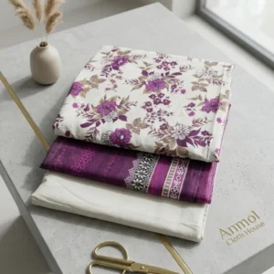 Bin Saeed Elegant Printed Floral Lawn Suit - 3 Piece Suit