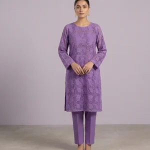 Front Chickenkari Embroidered 2 Pc Lawn Collection - Violet Shade