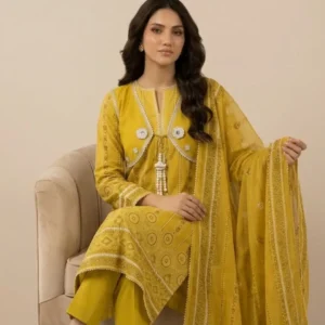 3 Piece Elegant Digital Printed Unstitched Lawn Suit By Zellbury