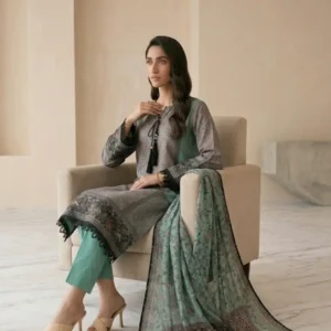 Top-Notch Digital Printed 3 Piece Unstitched Lawn Suit By Zellbury