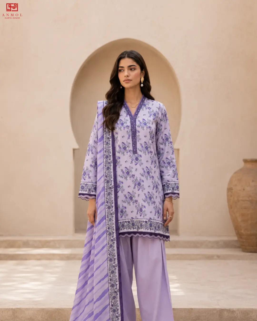 ZELLBURY – Premium 100% Pure 3 Piece Top-Notch Lawn Suit - Image 2