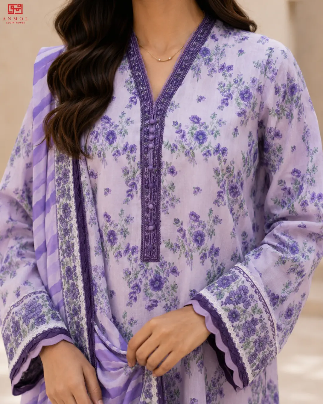 ZELLBURY – Premium 100% Pure 3 Piece Top-Notch Lawn Suit - Image 3