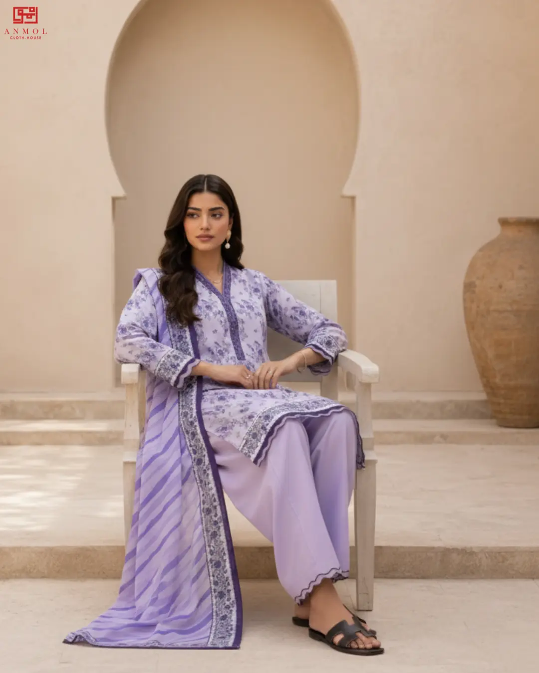 ZELLBURY – Premium 100% Pure 3 Piece Top-Notch Lawn Suit