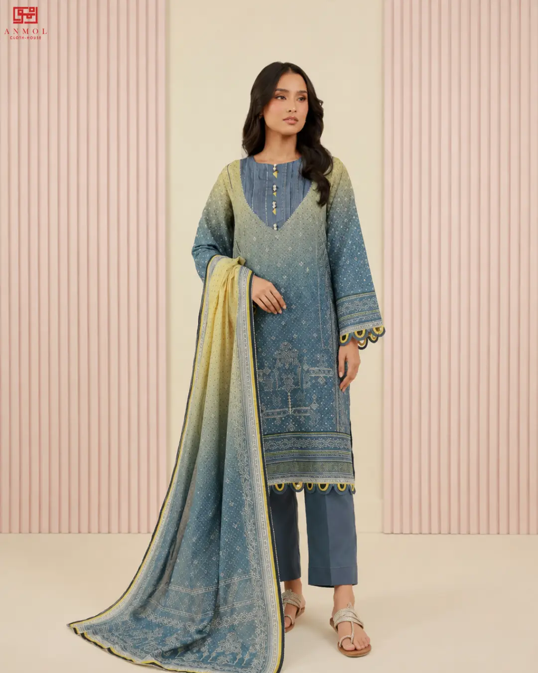 ZELLBURY – Premium 100% Pure 3 Piece Top-Trending Lawn Suit - Image 2