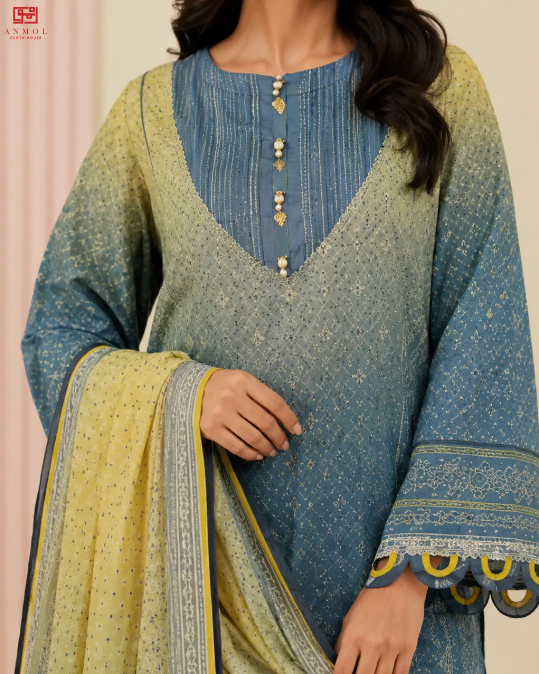 ZELLBURY – Premium 100% Pure 3 Piece Top-Trending Lawn Suit - Image 3