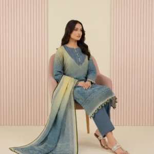 ZELLBURY – Premium 100% Pure 3 Piece Top-Trending Lawn Suit
