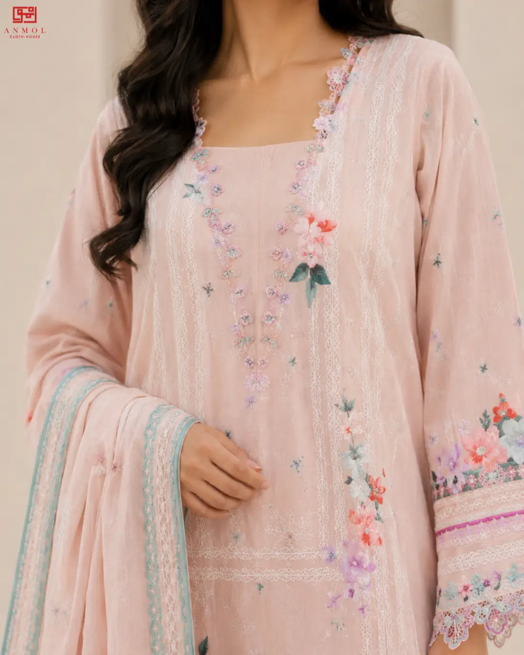 ZELLBURY – Premium Design 100% Pure Lawn 3 Piece Suit - Image 2