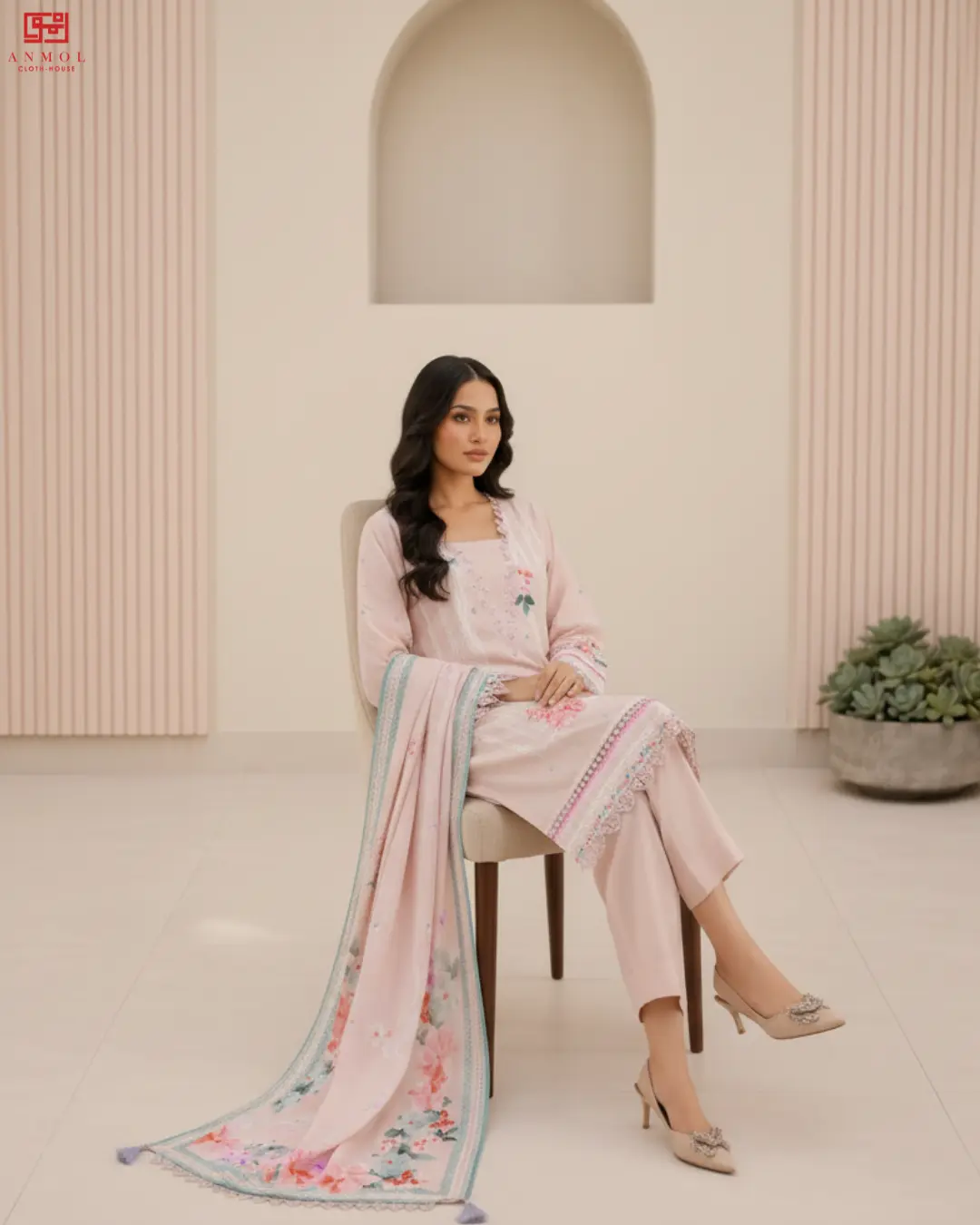 ZELLBURY – Premium Design 100% Pure Lawn 3 Piece Suit - Image 3