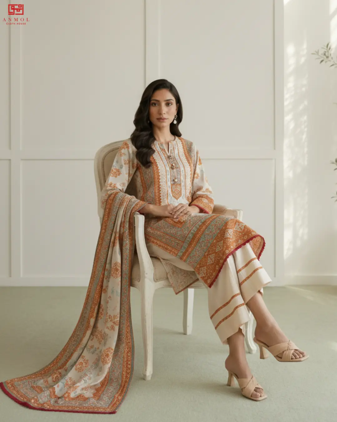 ZELLBURY – Elegant Design 100% Pure Lawn 3 Piece Suit