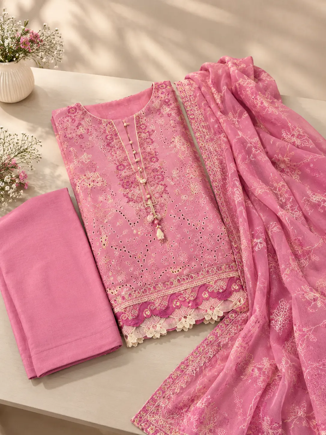 MAHAY Women's Elegant Embroidered Lawn - 3 Piece Suit - Image 3